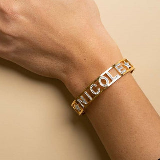 Bracciale Rigido Manetta Gold Con Nome David Jewels