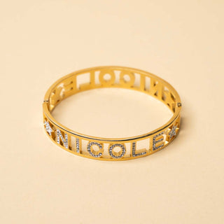 Bracciale Rigido Manetta Gold Con Nome David Jewels