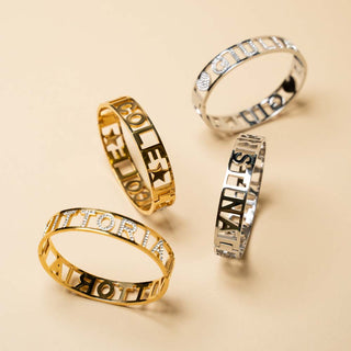 Bracciale Rigido Manetta Gold Con Nome David Jewels