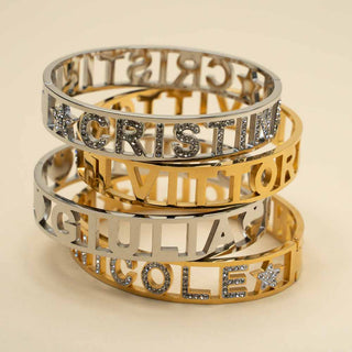 Bracciale Rigido Manetta Gold Con Nome David Jewels
