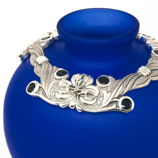 Vaso in Cristallo Blu Linea Argenti h.33 cm.