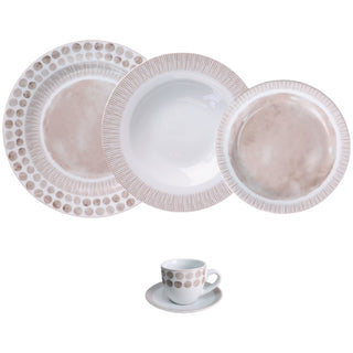 Servizio di Piatti+Caffè 48 Pz. "Tabata Tortora" Villa Altachiara