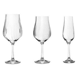 Set 36 Calici Acqua + Vino + Flute "Tulipa Ottico" Fade Maison