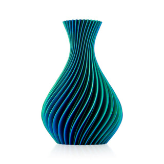 Bomboniera Vaso Verde/Blu Plissè Madrhèlen h.25 cm.
