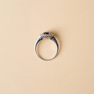 Anello Con Pietra Blu e Zirconi In Oro 18kt