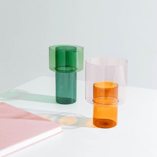 Vaso Grande Amber-Pink "Boreale" Ichendorf Milano h. 32 cm.