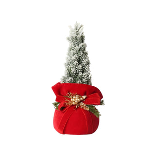 Alberello di Natale in Velluto Amaranto Fiori di Lena h.22 cm.
