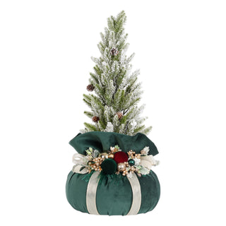 Alberello di Natale in Velluto Verde Fiori di Lena h.50 cm.