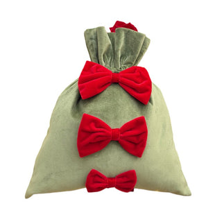 Sacco in Velluto Verde/Rosso Fiori Di Lena h.35 cm.