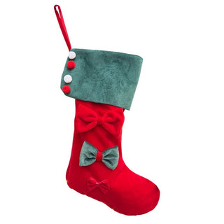 Calza in Velluto Rosso/Verde Inglese Personalizzabile Fiori Di Lena h.43 cm.