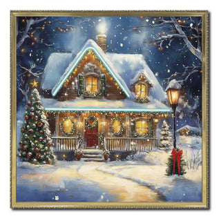 Quadro Natale Casa "XMas Therapy" con Led Palais Royal Lamart 60x60 cm.