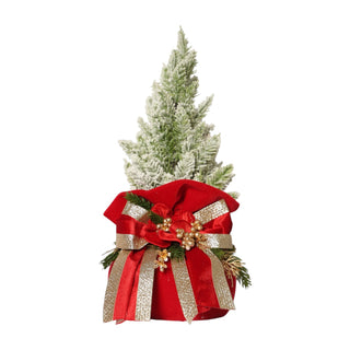 Alberello di Natale in Velluto Rosso Fiori di Lena h.45 cm.