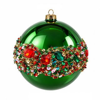 Set 4 pz. Sfere Glass Ball "Emozioni di Natale" Fiori di Lena Ø10 cm.