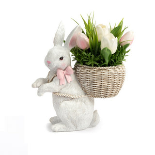 Coniglio con Cesto di Tulipani "Mandorle" Paben h. 27 cm.