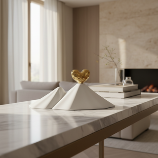 Bomboniera Vesuvio Bianco con Cuore Oro Bongelli Preziosi 17xh.10 cm.