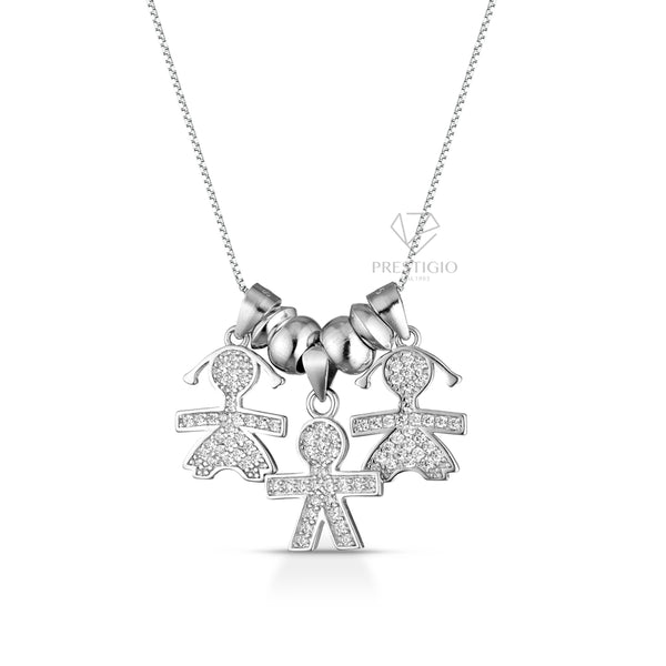 Collana Girocollo In Argento 925 Con Triplo Anello, Lucida, Regalo Donna