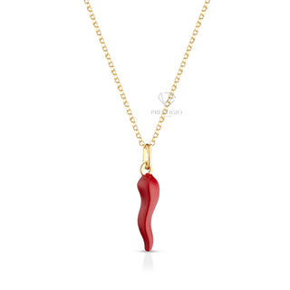 Collana Con Corno Rosso in Argento 925%