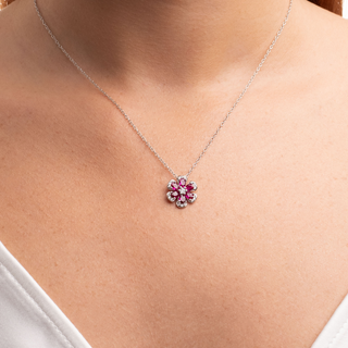 Collana Flower Zirconi Fucsia