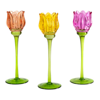 Bomboniera Portacandela Tulipano Assortiti Mandorle Paben h. 27 cm.