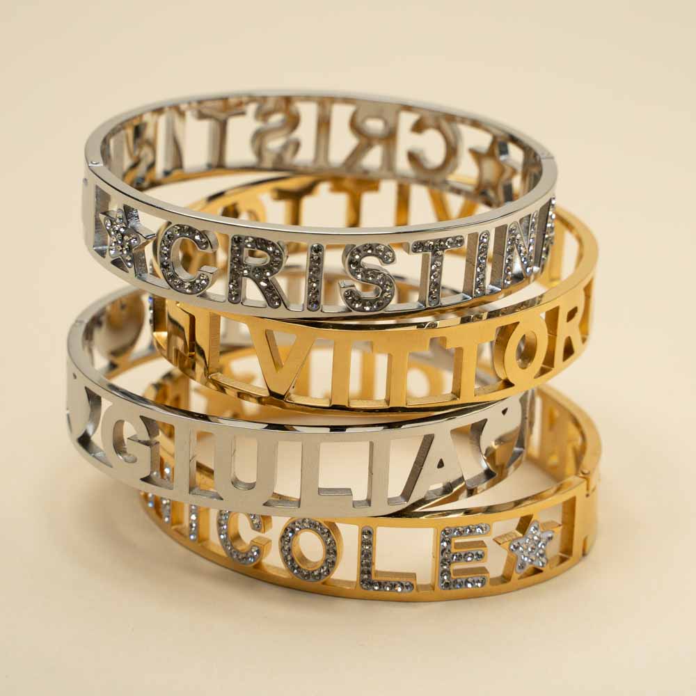 Bracciale Personalizzabile Bracciale Rigido Acciaio Con Nome