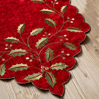 Runner Agrifoglio "Emozioni di Natale" Fiori di Lena 150x40 cm.