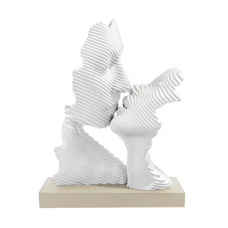 Scultura Bacio Stilizzato Base Nocciola Bongelli Preziosi 16xh.29 cm.