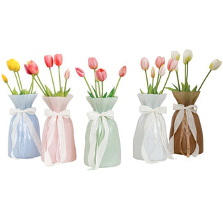 Bomboniera Vaso con Tulipani Legami di Luce Fiori di Lena h.27 cm.