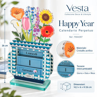 Happy Year Calendario Perpetuo Vesta h. 26 cm.