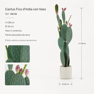 Cactus Fico d'India con Vaso L'Oca Nera h. 138 cm.