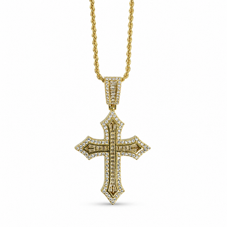Collana Croce Iced Gold in Argento 925%