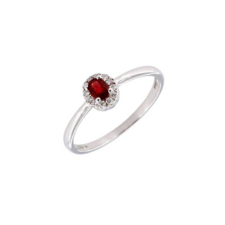 Anello In Oro Bianco 18 kt. Con Rubino e Diamanti Giorgio Visconti