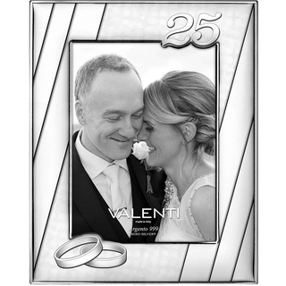 Set Portafoto Cornice 25° Anniversario Nozze + Coppia di Flutes Valenti