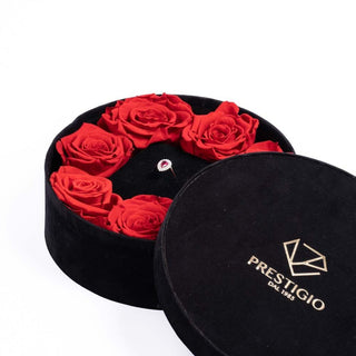 Anello Con Goccia Rossa e Zirconi In Oro Bianco 18kt