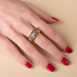 Anello Fascia Personalizzabile Con Base Oro e Nome in Argento 925% e Swarovski