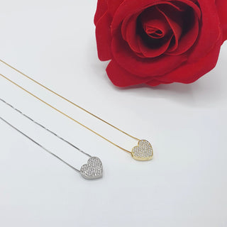 Collana Cuore Pavè in Argento 925%
