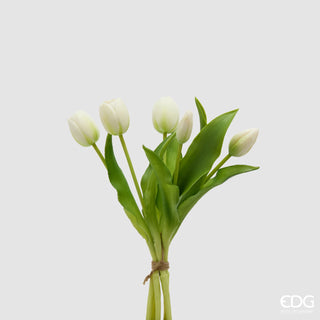 Bouquet di 5 Tulipani Bianchi Real Touch EDG h. 30 cm.