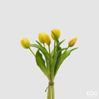 Bouquet di 5 Tulipani Gialli Real Touch EDG h. 30 cm.