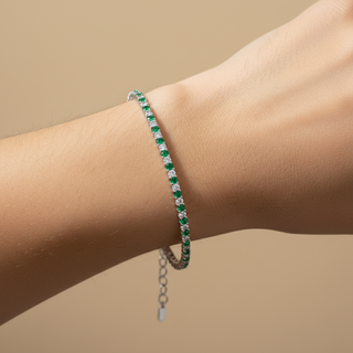 Bracciale Tennis Argento 925% White Green 1,5 mm.