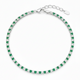 Bracciale Tennis Argento 925% White Green 1,5 mm.