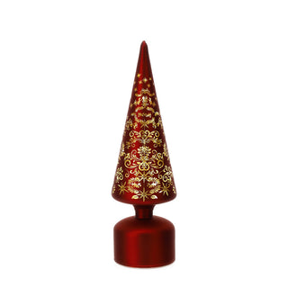 Bomboniera Albero Cono Rosso Vetro Led Hervit