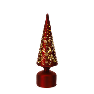 Bomboniera Albero Cono Rosso Vetro Led Hervit