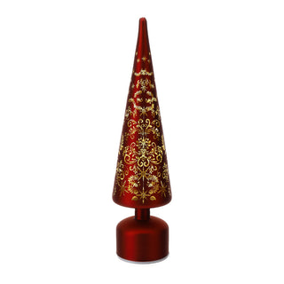 Bomboniera Albero Cono Rosso Vetro Led Hervit