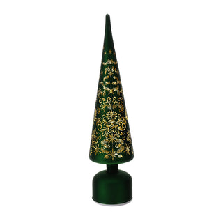 Bomboniera Albero Cono Verde Vetro Led Hervit
