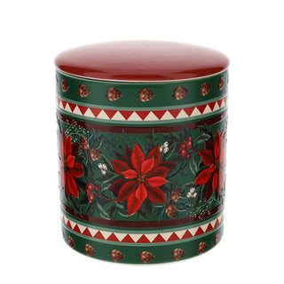 Bomboniera Contenitore Poinsettia in Ceramica Hervit 13x14 cm.