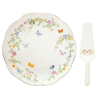 Set 1 Piatto Torta+1 Paletta per Dolci "Dancing Butterflies" Easy Life