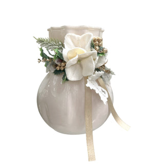 Vaso in porcellana Bianca Fiori di Lena h.22 cm.