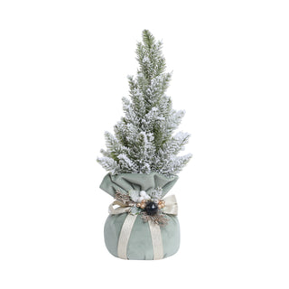 Alberello di Natale in Velluto Acquamarina Fiori di Lena h.35 cm.