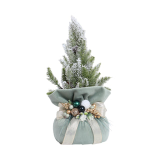 Alberello di Natale in Velluto Acquamarina Fiori di Lena h.40 cm.