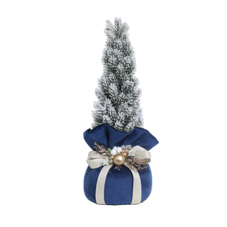 Alberello di Natale in Velluto Blu Fiori di Lena h.22 cm.