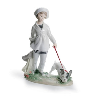 Figura Lladrò "Bimba con Bulldog Francese"
